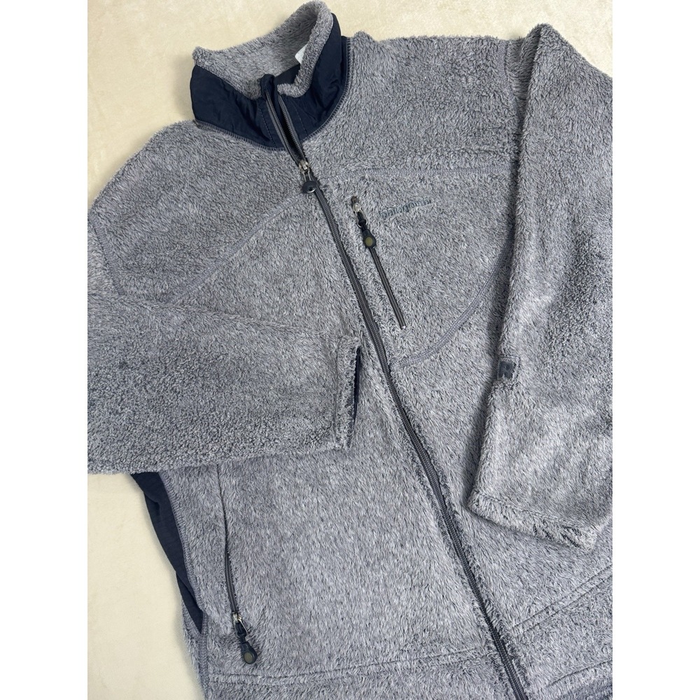 vtg PATAGONIA R2 Jacket Men's L Gray Polartec Fleece Full Zip USA Distressed